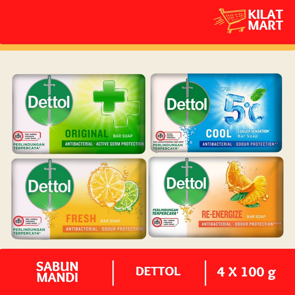 Jual DETTOL 4 Pcs X 100 Gr Sabun Mandi Batang | Bar Soap 100 Gram/100gr ...