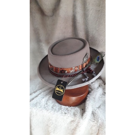 TOPI LAKEN FEDORA WOOL WARNA ABU - ABU | TOPI LAKEN FEDORA IMPORT
