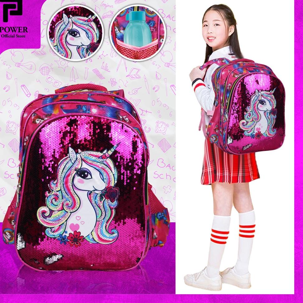 H3R4 Tas Sekolah Anak Perempuan Ransel Anak SD Karakter LOL Ransel Sekolah Import Anak Cewek Sequin 