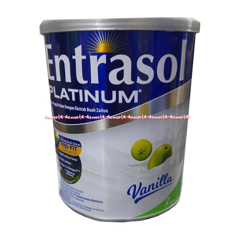 Entrasol Platinum Vanilla 400gr Ekstrak Buah Zaitun Susu Kalsium Untuk Tulang Lansia 50tahun Kaleng