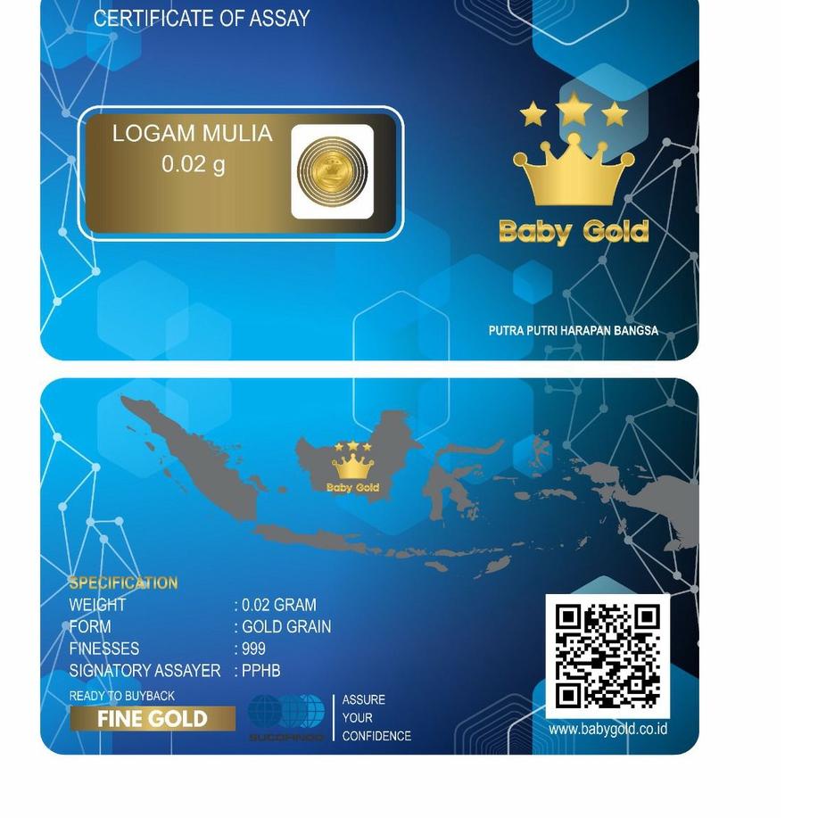Best Seller Baby Gold Emas Mini Batangan 0,02 Gram  Logam Mulia Asli Murni 24 Karat Minigram Bersert