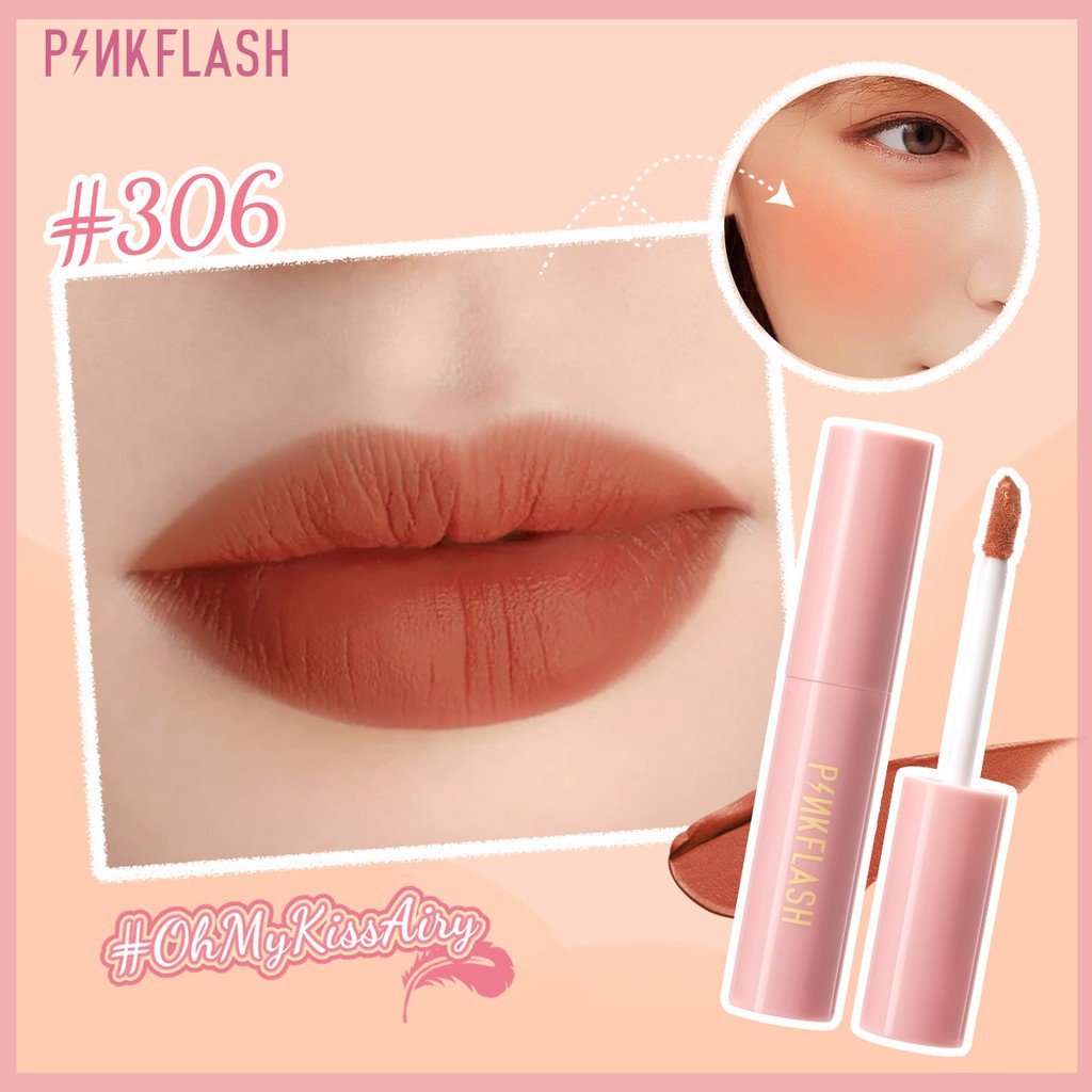 PINKFLASH OhMyKissAiry Cheek Tint Lipstick Lasting Glossy Lipgloss Perawat &amp; Kiss Air Matte Waterproof Transferproof Lip