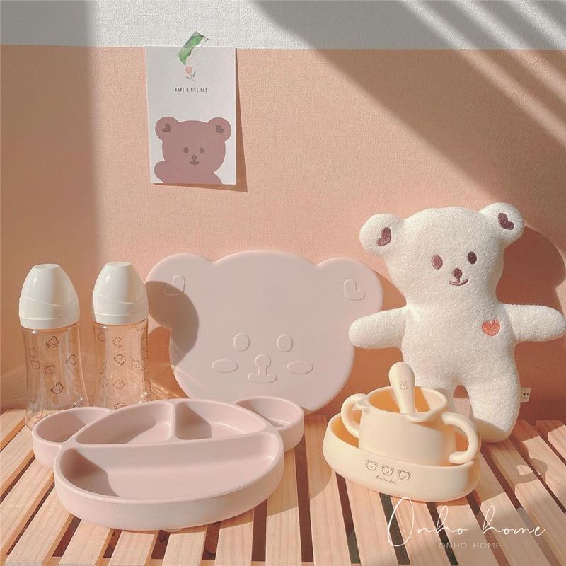 BIANCA - BEAR SERIES Piring Silikon Anak Premium / Silicone Plate SIZE JUMBO MOTIF BEAR