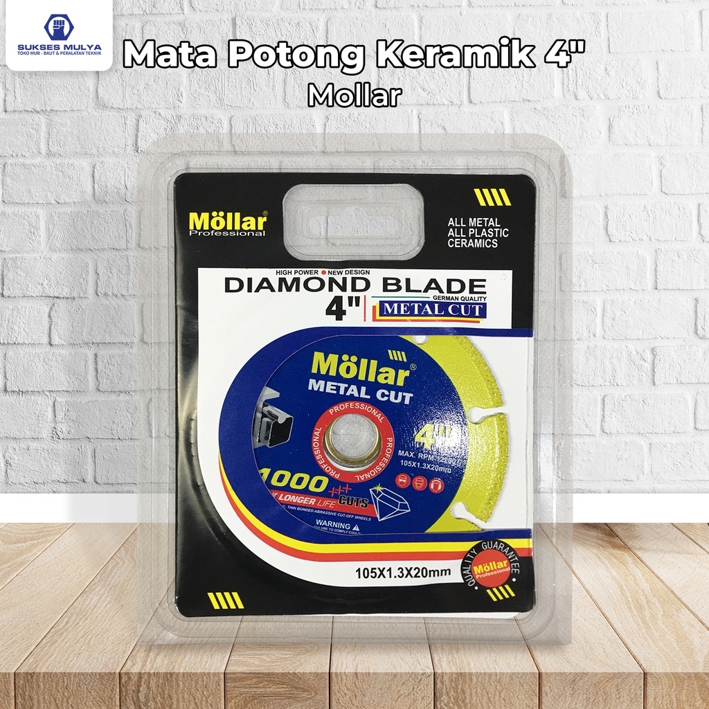 MOLLAR Diamond Blade Yellow 4" Metal Mata Potong Keramik Granit