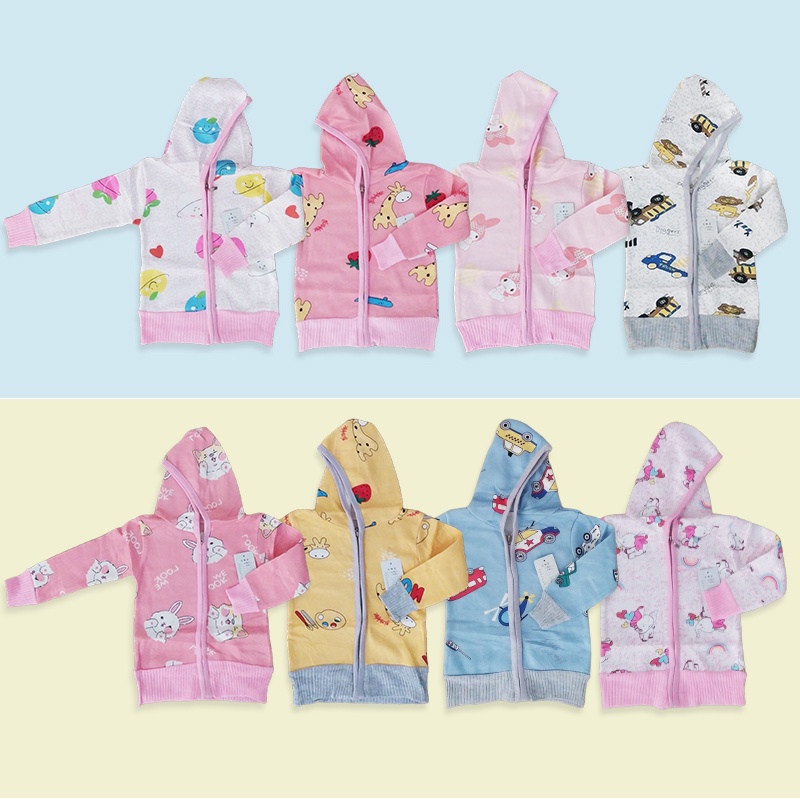 Jaket Bayi Resleting Kupluk Anak Bayi Laki-Laki Perempuan Import 1 2 Tahun TERMURAH RANDOM WARNA DAN MOTIF