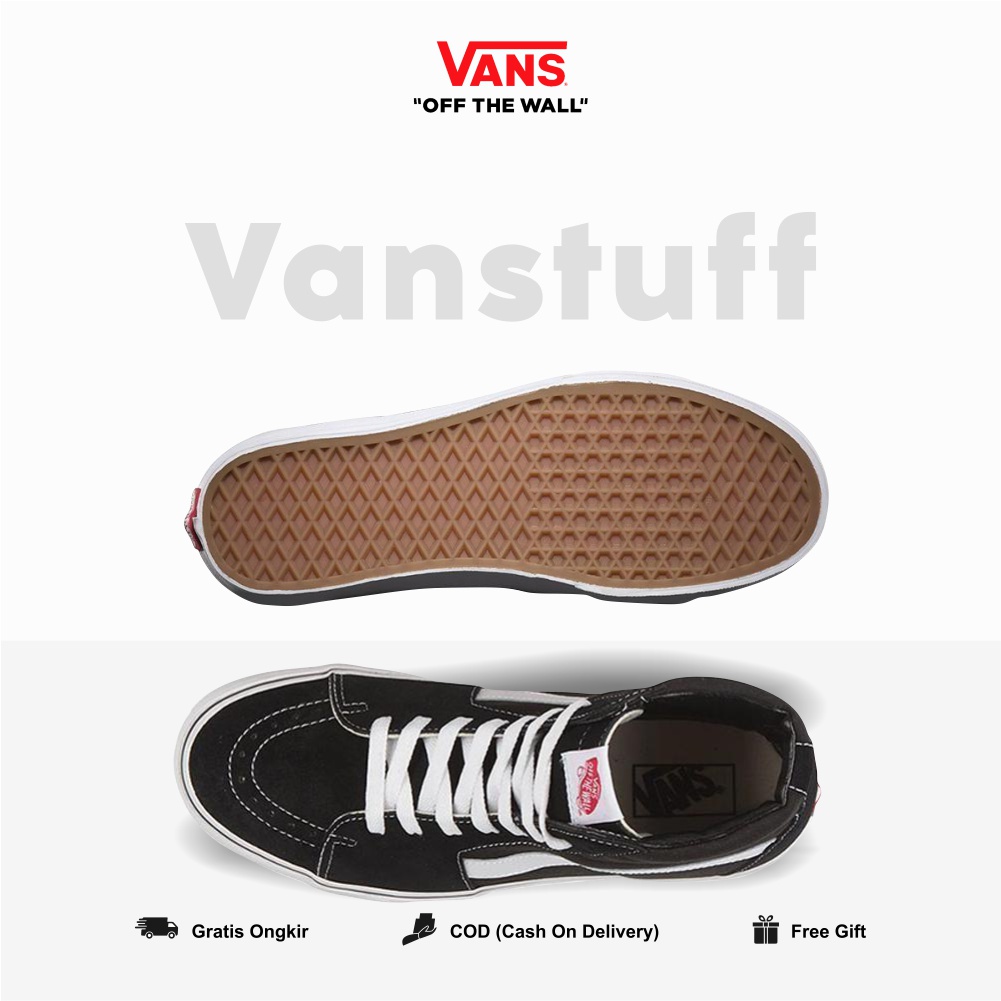 Vans Classic SK8 Hi Black White Pria Wanita Original 100% BNIBWT Ori Authentic High Ori Global Market Authentic