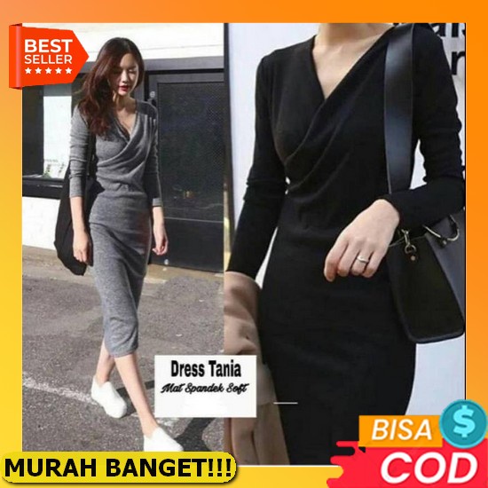 Dress Brukat Tile Dot Dress Oktavia Gaun Pesta Wanita/ New Party Dress Korean Style Korean Long Slee