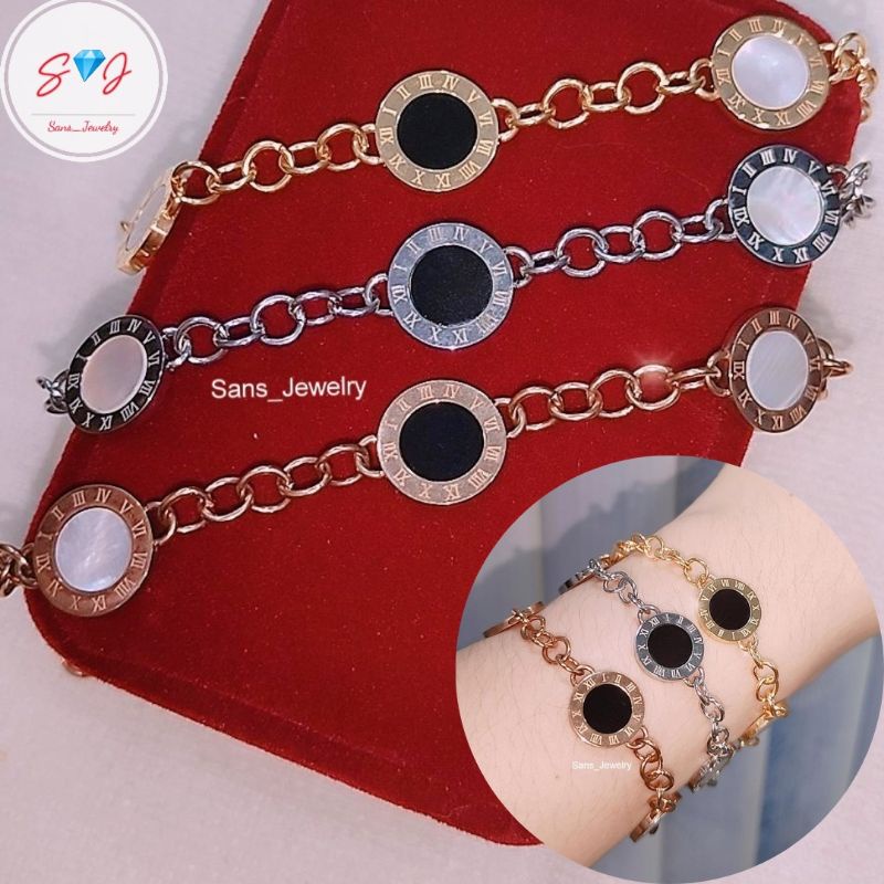 Titanium Micro Diamond Bracelet Gelang Titanium Asli Gelang Emas Gold Silver Perak Rosegold Gelang R