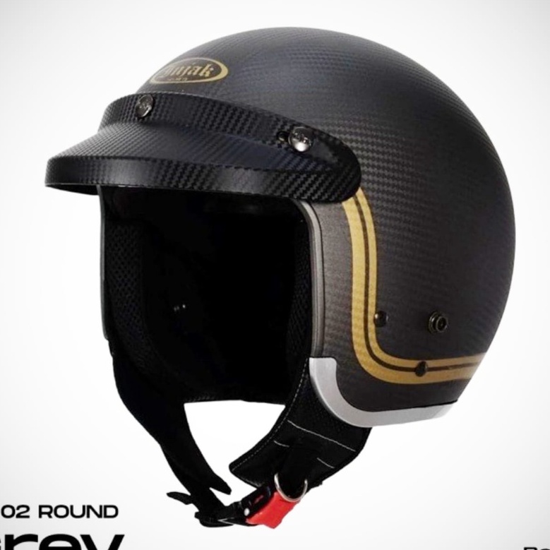 (TERBARU) HELM INKO RETRO CARBON BLACK DOFF INJAK ORIGINAL SNI
