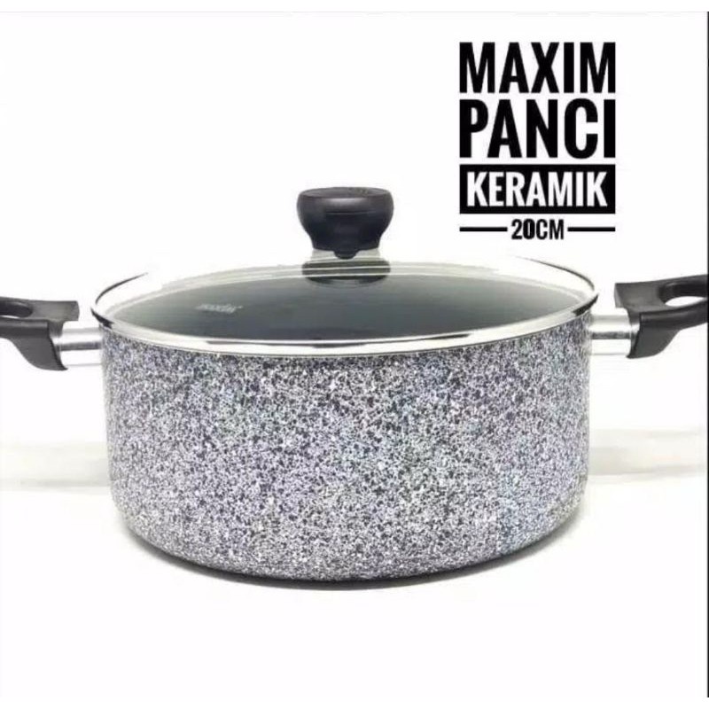 MAXIM CERAMIC WOK 30 CM TUTUP KACA ORI + 20CM DUTCH OVEN BERGARANSI RESMI