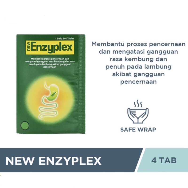 New Enzyplex Strip 4 Tablet Obat Pencernaan Lambung Kembung