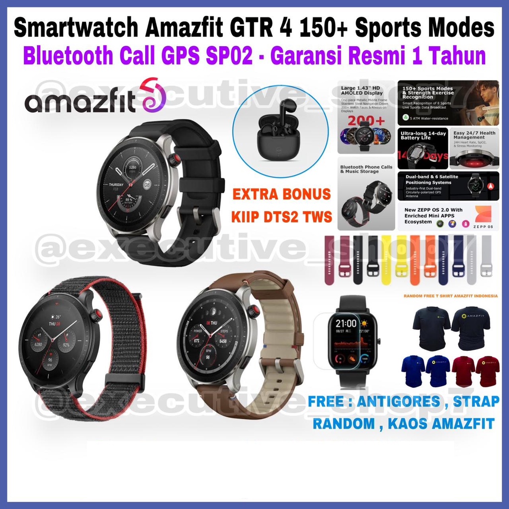 Smartwatch Amazfit GTR 4 150+ Sports Modes Bluetooth Call GPS SP02 - Garansi Resmi 1 Tahun