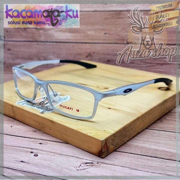 Frame Kacamata Pria Magnesium Bracket Ducati Silver Paket Lensa Minus