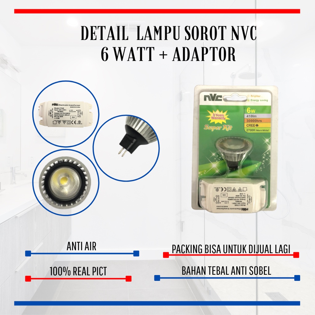 Lampu Sorot Taman Outdoor / Lampu LED Indoor 6 Watt + Adaptor