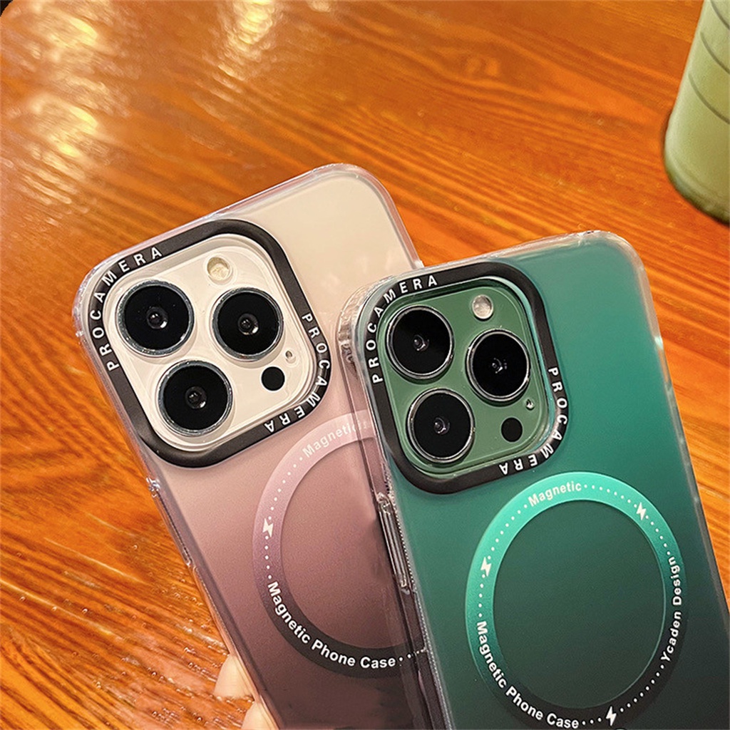 Case Magnetik shockproof Warna Ungu Untuk iphone 13 pro max 14 pro max 11 12 pro max