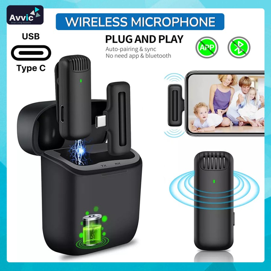 Wireless Microphone Lavalier Plug &amp; Play Mikrofon Mini Type-C interface for live video recording