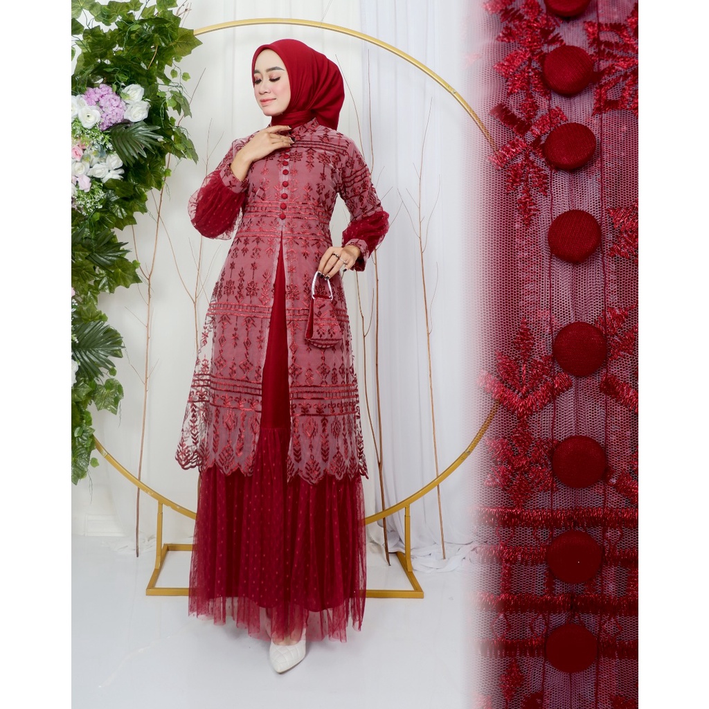 Permata Olshop / Kebaya Gamis Nauma JN / Kebaya Modern / Gamis Kondangan / Gamis Pesta Mewah