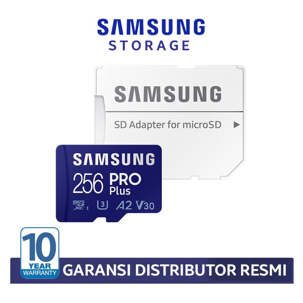 SAMSUNG Microsd PRO PLUS 128GB / 256GB / 512GB MicrosdSDXC Memory Card emory Card hp Micro SD Kartu SD Memori card Class10 + FREE Adapter GARANSI 10th
