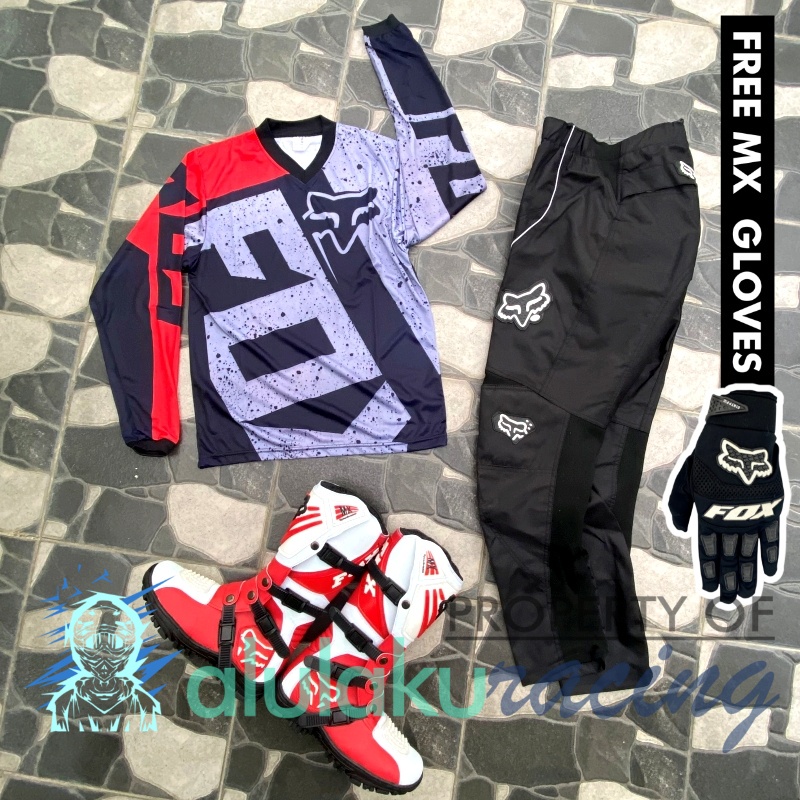 Jersey, Celana, Sarung Tangan &amp; Sepatu SV Fullset MX Trail Motocross - Paket Bundling FOCTSV100110-F41