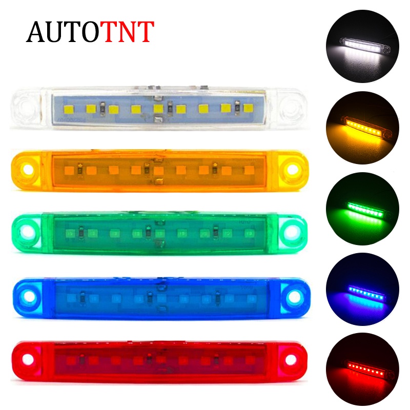 1pc Lampu Peringatan Samping 9-LED 12V-24V Bentuk Oval Untuk Mobil / Truk / Trailer / Caravan