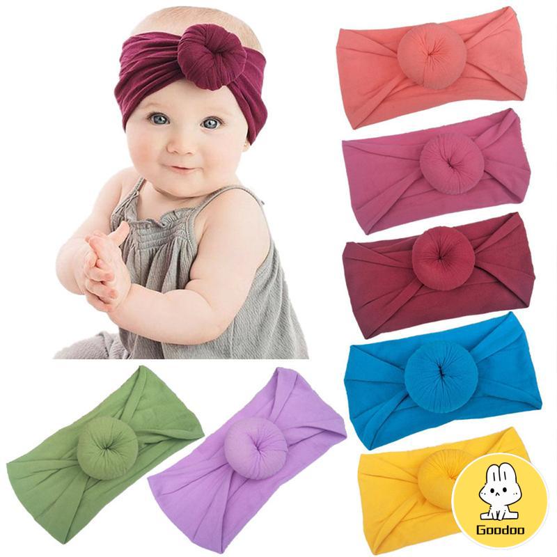 turban anak bayi headwear bando baby lebar rambut bow bow kepala syal bola lembut -Doo