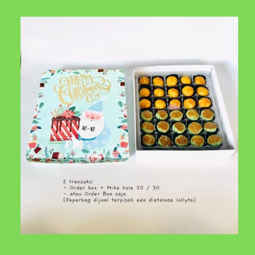 

Box nastar natal gift box kotak sekat mika dus kue mochi coklat motif christmas kardus packing cake (5pcs)