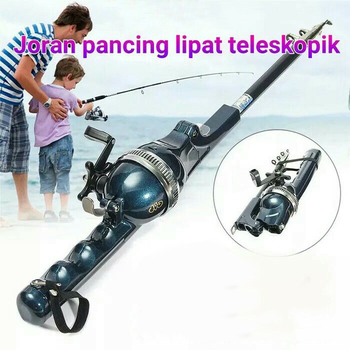 Joran Pancing Foldable Telescopic Fishing Rod 1.3M OMTHQVBL - Blue