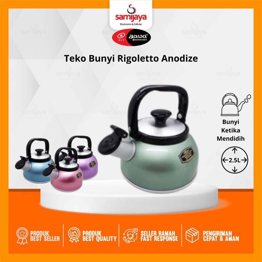 Jual Teko Bunyi Maspion Teko Siul Logam Jawa Rigoleto Anodized Kapasitas 25 Liter Warna Random 7491