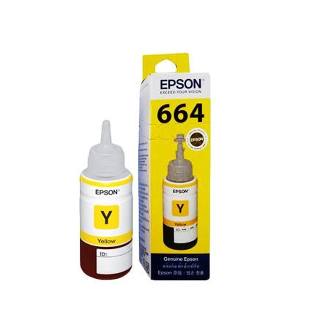 Epson Ink Bottles T664 Colour Yellow | 664 Tinta Botol Printer Warna Kuning Untuk Printer Epson Seri L210, L200, L110, L100, L220, L300, L310, L350, L355, L360, L365, L380, L385, L1300, L1455 -Geniune Product