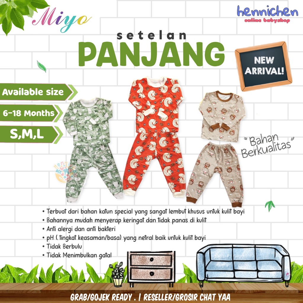 PROMO 7.7 MIYO by Libby Setelan PANJANG PRINT GEORGE MONKEY / SQUIRREL Piyama Baju Bayi Libby SML kecil (6-18bulan) SNI