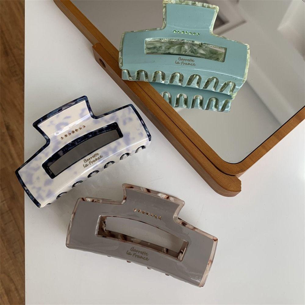 Agustinina Klip Rambut Persegi Panjang Gadis Lucu Asam Asetat Berongga Hiu Klip Bentuk Geometris Aksesoris Rambut Perempuan