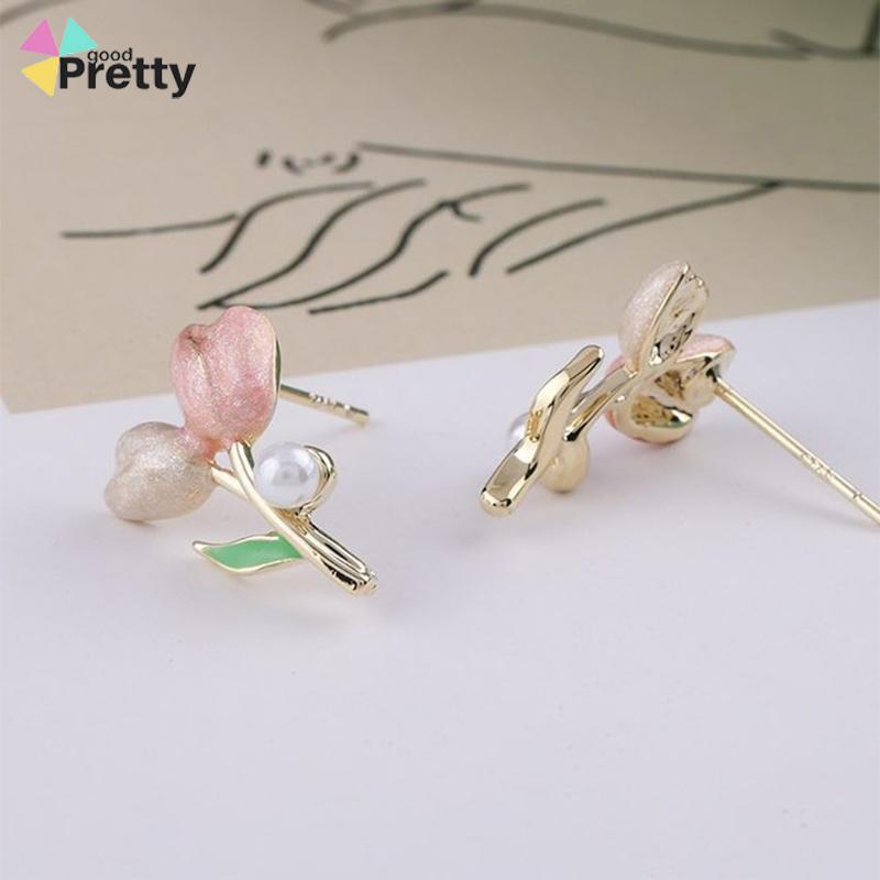 Anting S925 Silver Plated Soft Tulip Earrings Female Earrings Asesori - PD