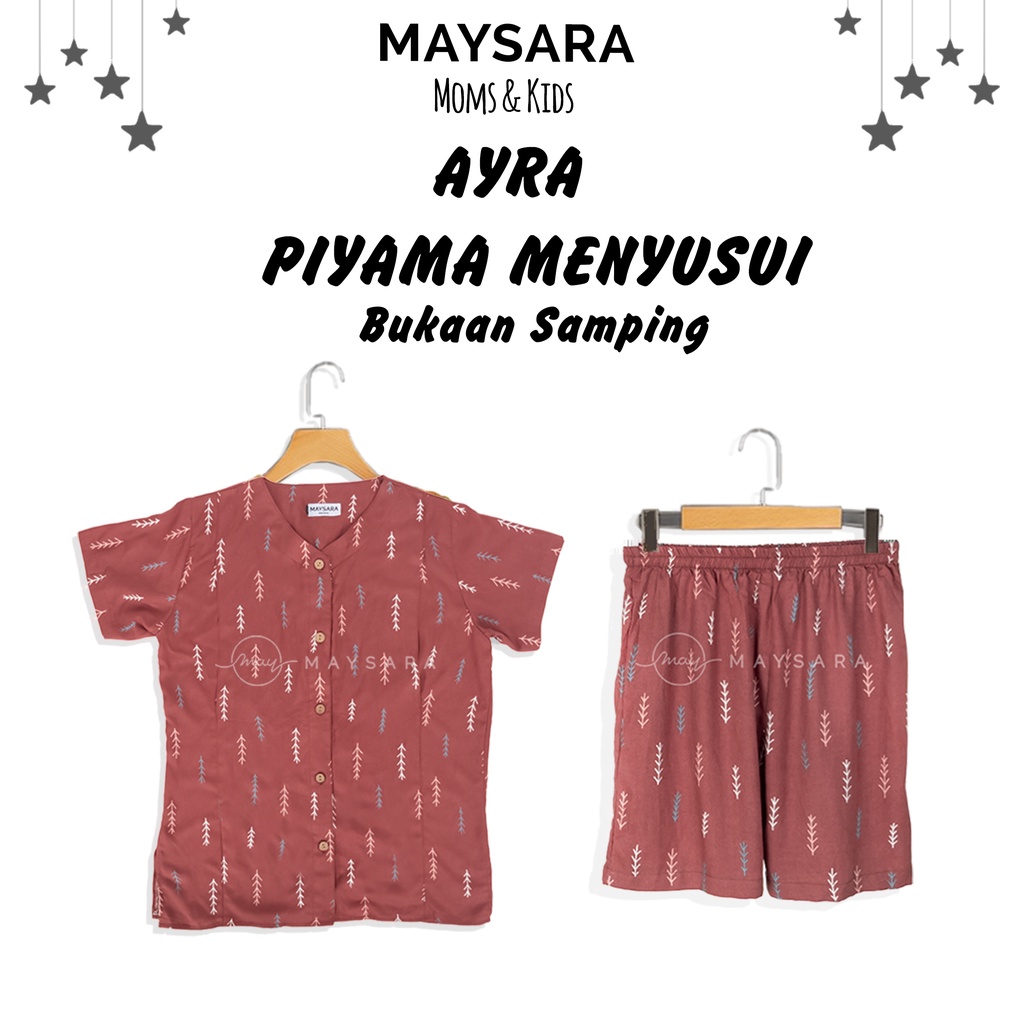 Piyama Menyusui Busui Katun Rayon Bukaan Kanan Kiri Busui Friendly
