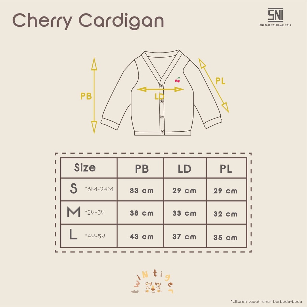 TWIN TIGER CHERRY CARDIGAN BAJU ATASAN ANAK KARDIGAN BAJU ATASAN ANAK 6 BULAN - 5 TAHUN