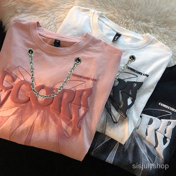 #Sisjuly# Musim panas wanita musim panas baru mid-length kupu-kupu lengan pendek T-shirt wanita atas