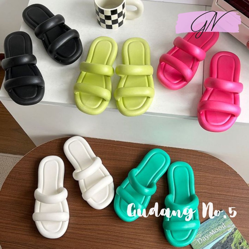 GN-2025-1 Sandal Selop Tali Dua Jelly Model Flat Import EVA