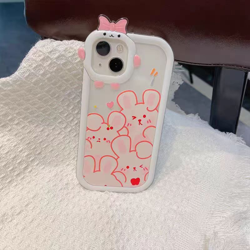 Ins Casing iPhone 14 14pro 14Plus 14prm 13 13pro 13prm 11 6splus 7Plus 8Plus Xr XS 13 12pro Max Motif Kelinci Shockproof