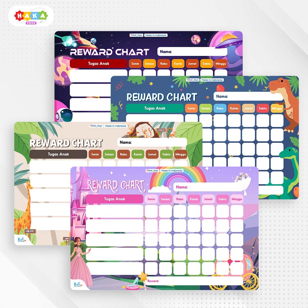 

Reward Chart Anak + Spidol / Responsibility Chart Reusable + Bonus Spidol Wipe Clean dan 2 Stiker Premium / haka toys