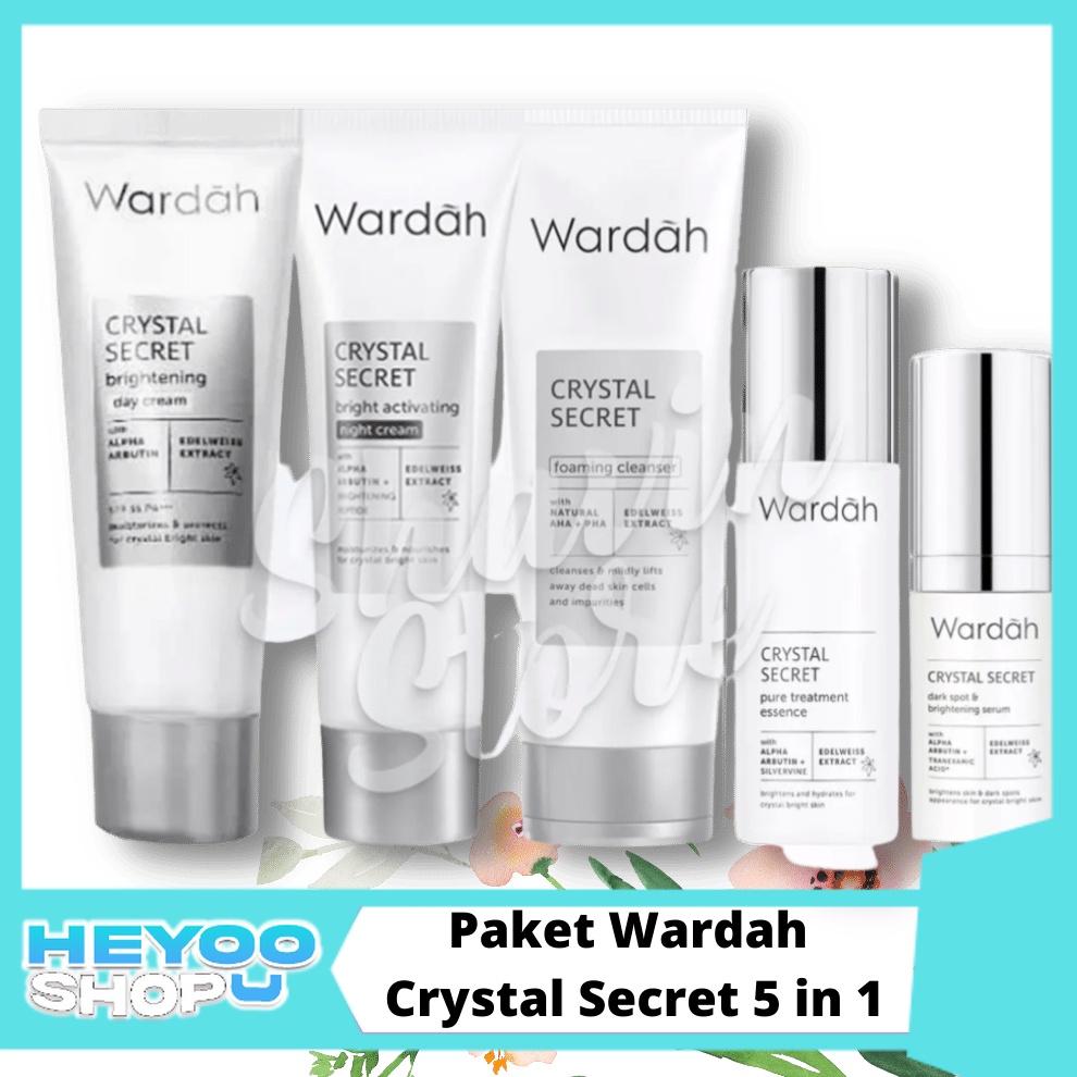 Paket Wardah Crystal Secret 5 in 1 - Wardah White Secret Skincare Wajah Glowing 1 Paket Ori BPOM Per