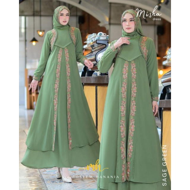 FASHION MUSLIM // MISHA DRESS // BAHAN BABYDOLL FULL FURING MIX BORDIR LANGSUNG // KODE RR