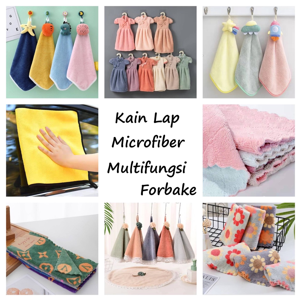 Kain Lap Tangan Kain Lap Serbaguna Piring Kain Lap Microfiber Kain Lap WC Dapur Antibakterial Motif