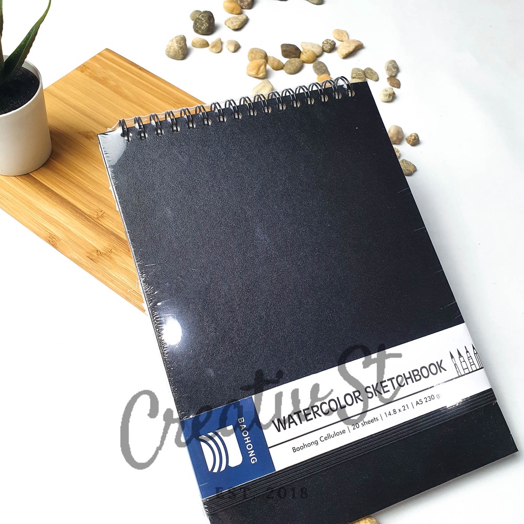 

HJK BAOHONG Watercolor Sketchbook Cellulose Paper 300 Gsm A6 A5 A4 Buku Sketsa Lukis Cat Air