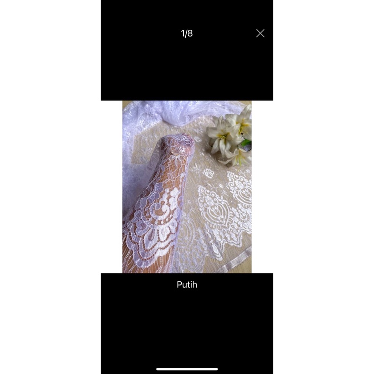 Brokat Putih Semi Italy Premium Ukuran 2 kebaya