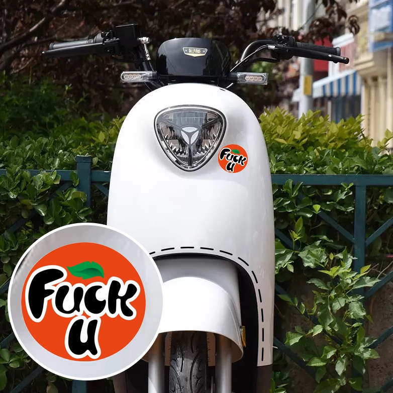 Fanta LOGO Funny Motorcycle Waterproof Sticker Nakal Orange Car Rar Car Window Decorative Decal Untuk Vespa