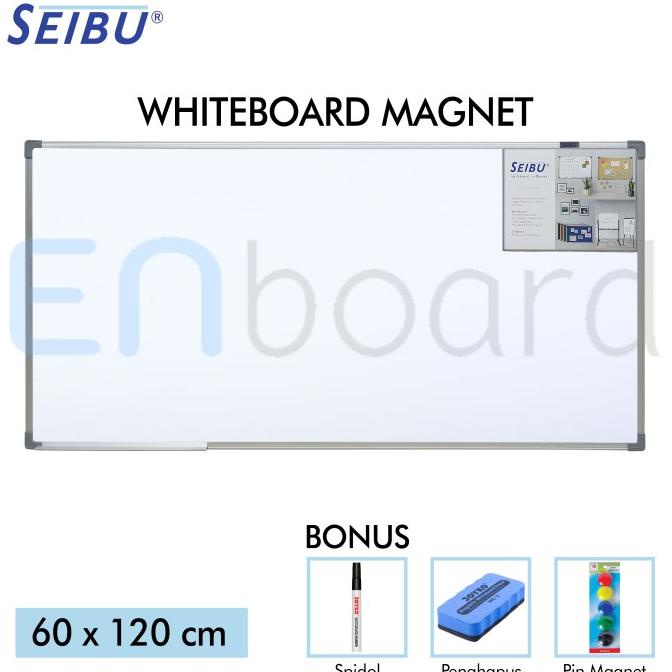 

Papan Tulis Whiteboard Gantung Magnet Single Face Seibu 60 x 120 cm