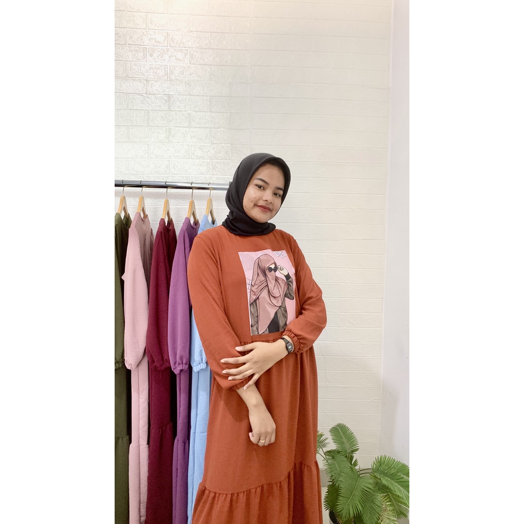 GAMIS WANITA SORAYA DRESS WANITA GAMIS BAHAN CRINKLE APLIKASI SABLON GAMIS CRINKLE WANITA TERBARU 2023 KEKINIAN / DRESS WANITA APLIKASI SABLON / MAXI DRESS JUMBO LENGAN PANJANG / BAJU MUSLIM WANITA MODERN