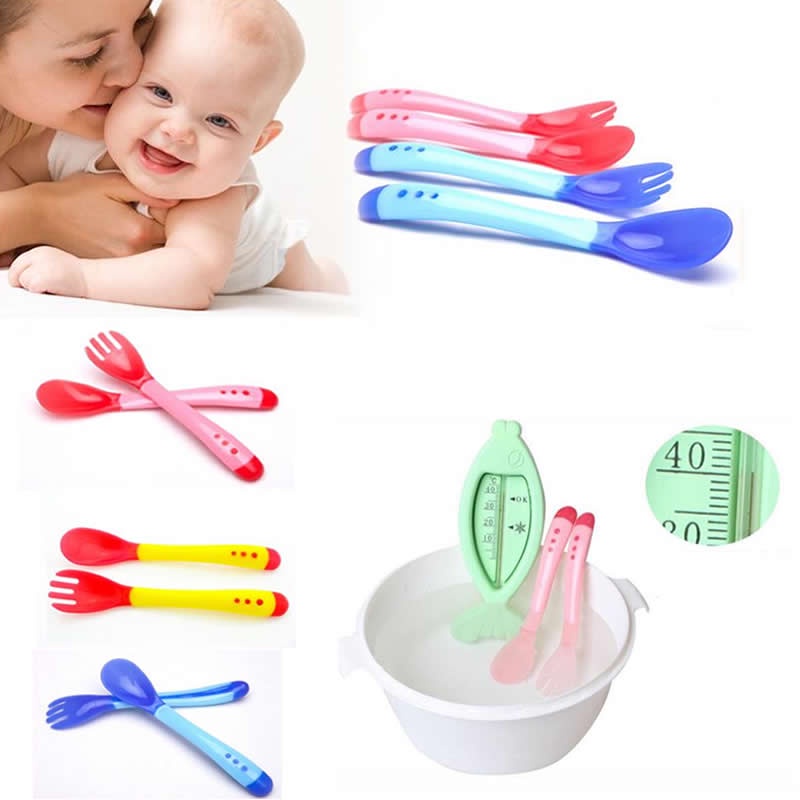 SENDOK MAKAN BAYI SENSOR SUHU PANAS / SENDOK GARPU BAYI SILIKON / SENDOK MAKAN BAYI SILIKON / BABY SPOON