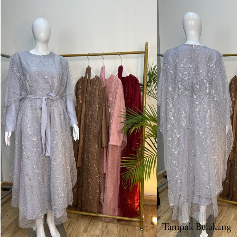SYARI NABILA MUTIARA, BRUKAT TILE MOSCREPE, GAMIS HIJAB MUSLIM, MAXY DRESS