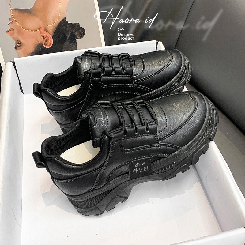 Sepatu Sneakers Wanita Korea Import HR01-11-Black