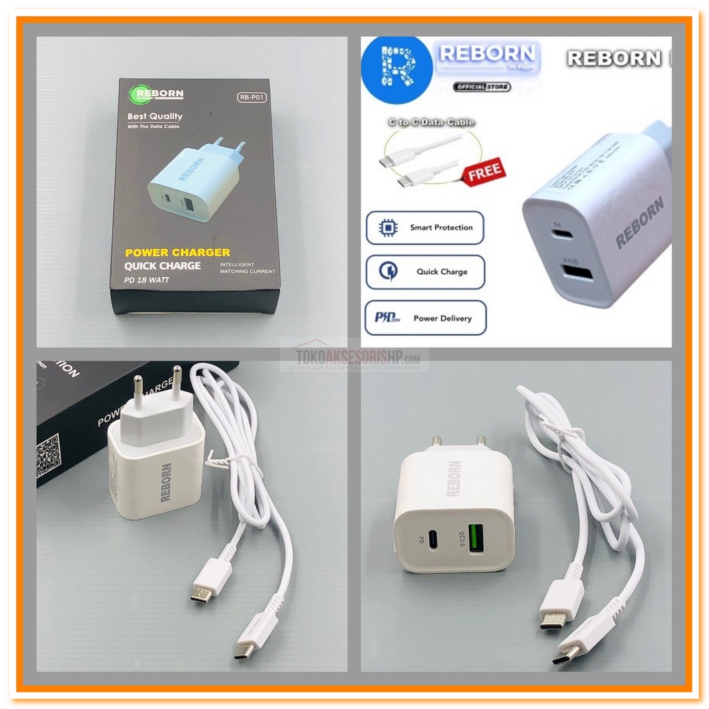 CHARGER REBORN TYPE C RB-P01 / CHARGER 2 OUTPUT QUICK CAHRGE PD 18WATT